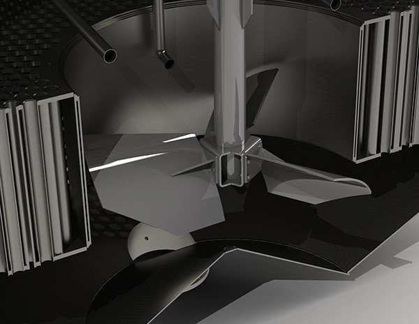 Discontinuous sugar crystallisation agitators