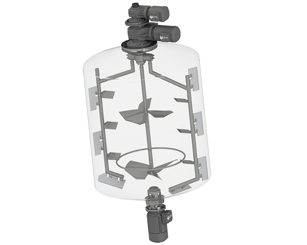 Double movement agitators
